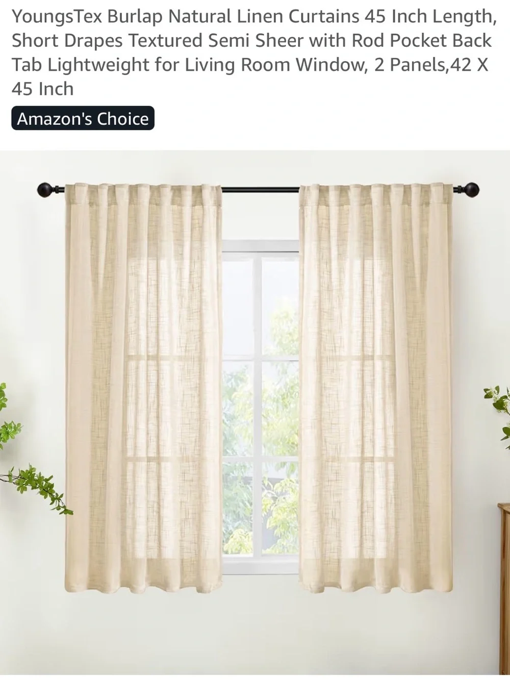 Neutral Beige Linen-Look Curtain Panel - Home Accents